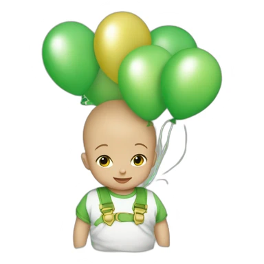 Baby boy with green, gold and white baloons sticker