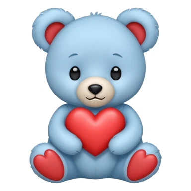 blue pastel teddy bear hold red heart sticker