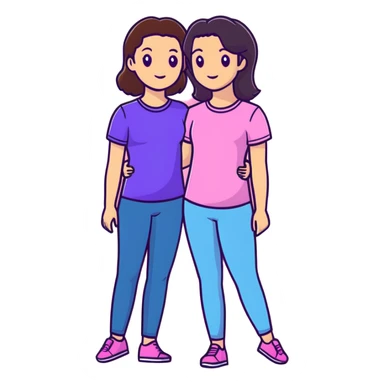Best friend’s mom and daughter are both brunette mom wearing purple daughter wearing pink sticker