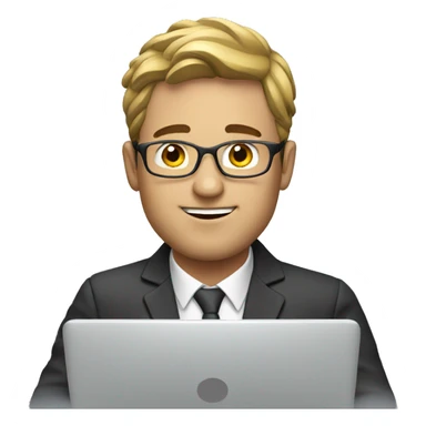 Man virtual assistant with laptop  sticker