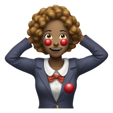 women crunching her shoulders with clown  sticker