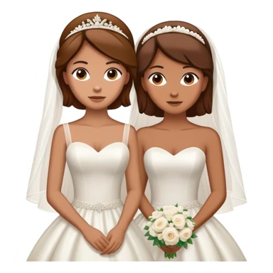 two tan women with brown hair getting married sticker