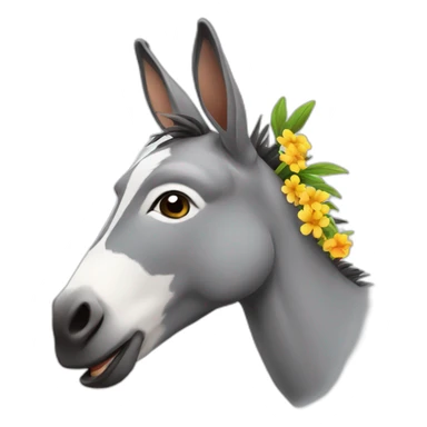 donkey with flower in mouth sticker