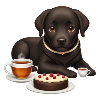 Cup of Tea cake black Labrador  sticker
