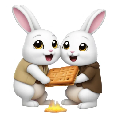 2 bunnies being huged by a smore sticker