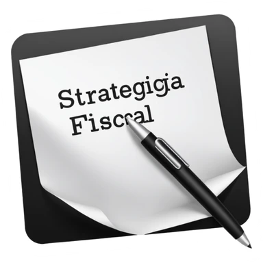 paper with a pen that says Estrategia Fiscal sticker