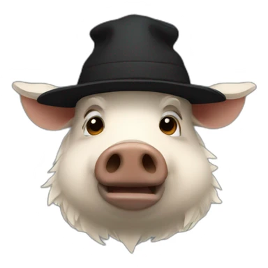 doomer boar with stubble in a black winter hat sticker