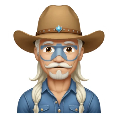 muscular tattooed and mustached cowboy long white hair  sticker