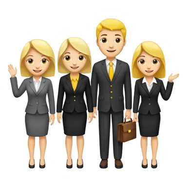 4 people, two man and two women,yellow skin office style sticker