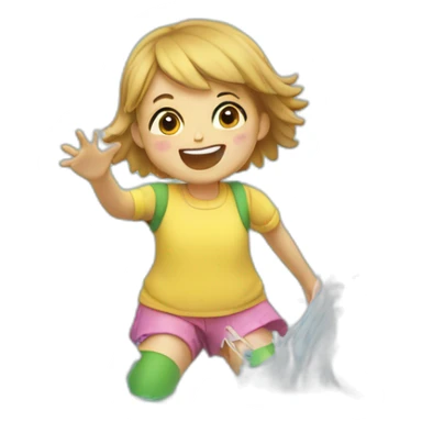 Little Girl splashing in water with wellingtons on sticker
