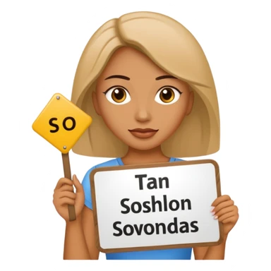 women with a sign with "Sosholondas" on it sticker