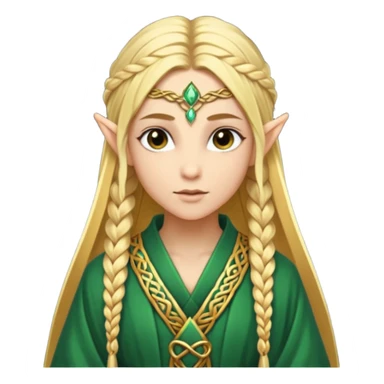 mystic elf, long golden braid, glowing runes on robe sticker