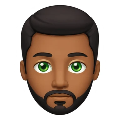 Black hair man with goatee beard has a green eyes sticker