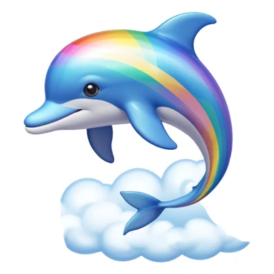 Rainbow dolphin swimming in clouds sticker