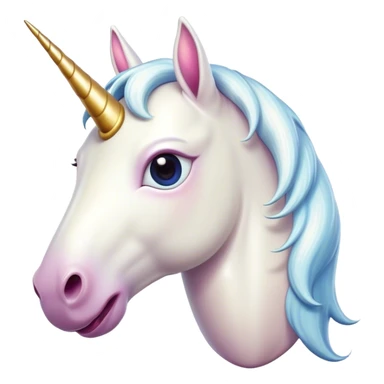 Cinematic Comical White Unicorn Portrait Emoji, Head tilted dramatically with an exaggeratedly amused expression, featuring a slender, radiant form with a playfully sparkling horn and wide, comically expressive eyes full of enchanting disbelief, Simplified yet hilariously expressive features, highly detailed, glowing with a slightly sassy magical glow, high shine, dramatic yet playful, stylized with an air of cheeky mythic mischief, soft glowing outline, capturing the essence of a meme-worthy white unicorn that looks ready to prance its way into viral fame! sticker