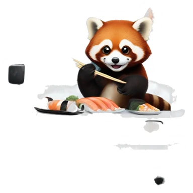 Red panda in a cybertruck eating sushi sticker