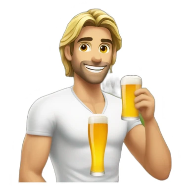 camille lacourt with a beer sticker