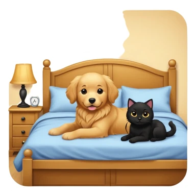 1 golden retriever and 1 black cat in a bedroom sticker