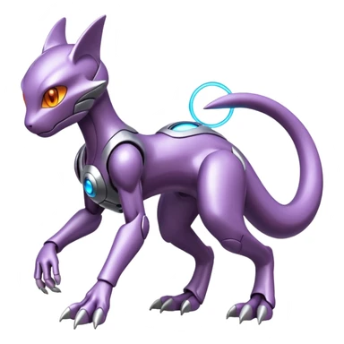 Mechanical Miraidon-Mewtwo-Fakémon-hybrid-creature (full body) with glowing eyes  sticker