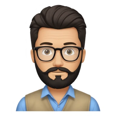 یه پسر سفید پوست با ریش مشکی و مدل موی جذاب که موهاش رو به بالاهست و عینک زده sticker