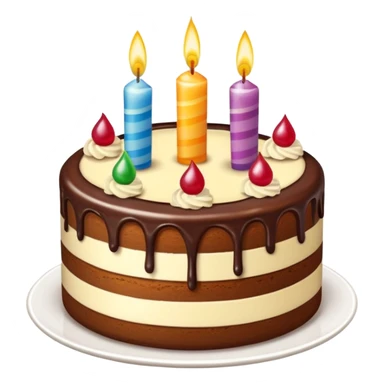 creame una chocotortaa de cumpleaños con velitas arcoiris sticker