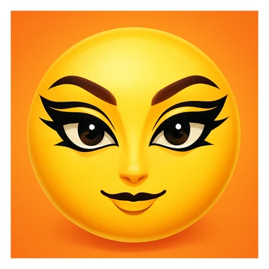yellow face emoji with bold graphic liner sticker