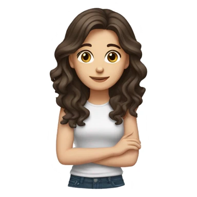 white girl with wavy dark brown hair below shoulder length brown eyes sticker sticker