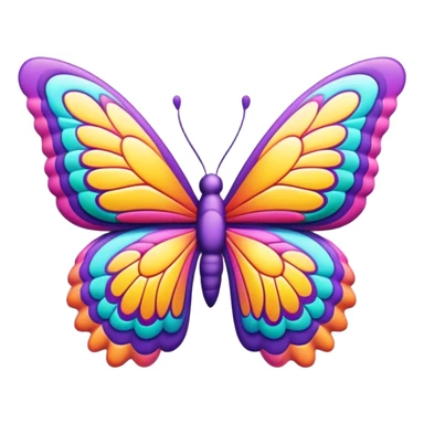 3D, psychedelic colored hippie style butterfly border sticker