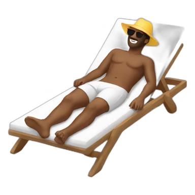 man laying in sunbed sticker