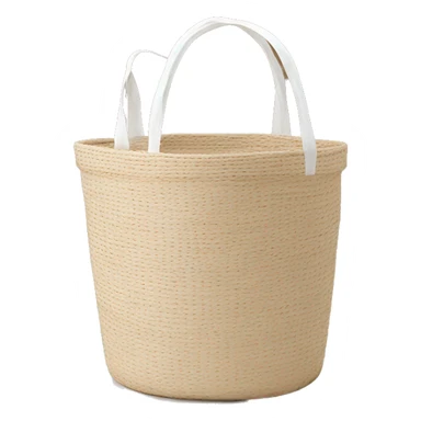 Light beige laundry raffia basket with white band sticker