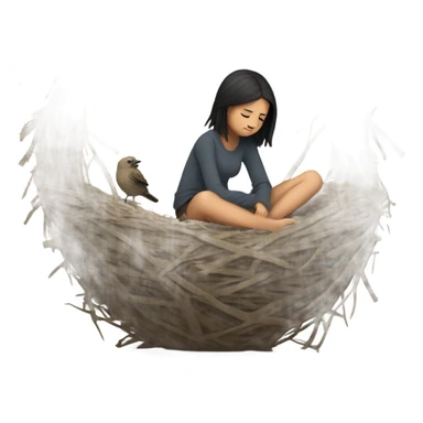 Sad girl with empty nest sticker
