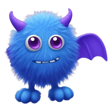 Blue fuzzy flying monster with purple polka dots  sticker