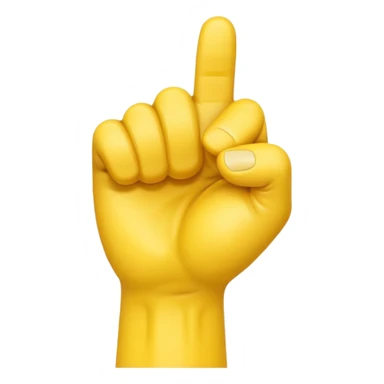 A 3D Apple-style yellow hand emoji, closed fist with thumb pointing backward over the shoulder direction, smooth rounded shape, shiny surface, clean minimal background. sticker