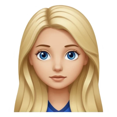 white long blonde hair girl with darker roots in her hair and dark blue eyes that's not really tan but not pale sticker