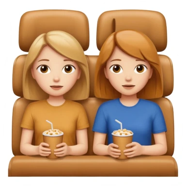 Two girls one caramel coloured hair but short shoulder length hair and one the same colour hair but longhair  they are watching a movie sticker