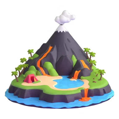small island with volcano sticker