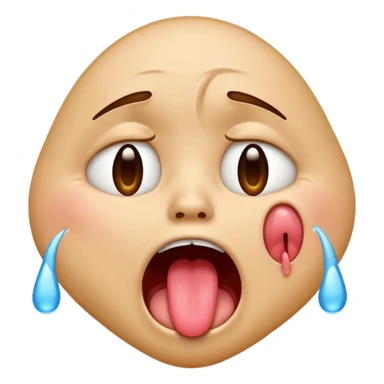 the crying emoji but realistic and it has its mouth open and you can see its tongue and its crying continually and you can see the stream sticker