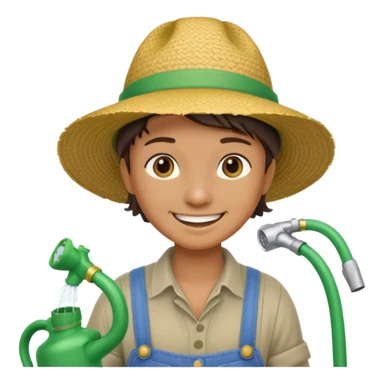 gardener watering with a hose sticker