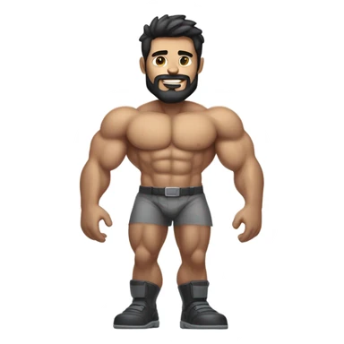 muscular man half robot with short, dark hair and a neatly trimmed beard sticker