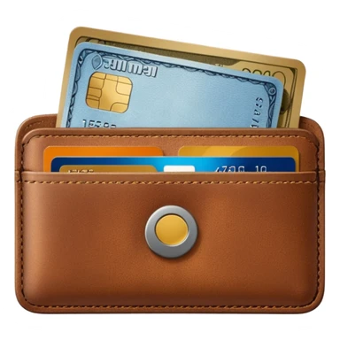 portefeuille marron avec billet et carte bancaire sticker