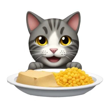 Cat eating food sticker