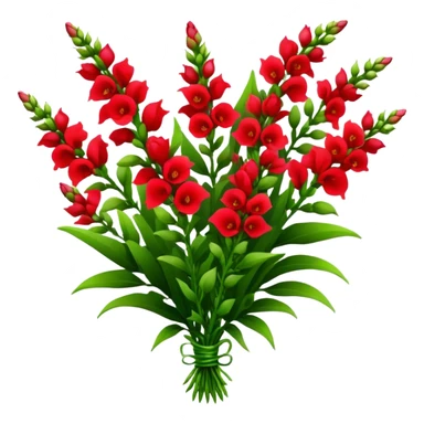 big bouquet red Snapdragon, luxuriant, leaf, bud sticker