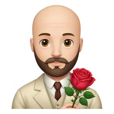 bald man with beard rose  sticker