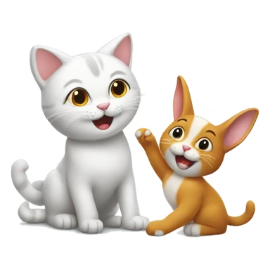 Happy cat play with rabbit  sticker