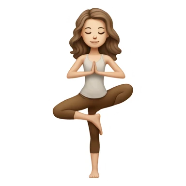White Girl doing yoga in beige tones with brown hair  sticker