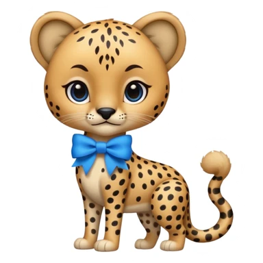 cute cheetah with blue bow standing sticker