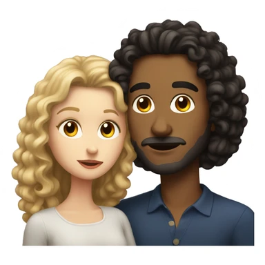 White Man with dark strait hair kissing white woman with long dark curly hair sticker