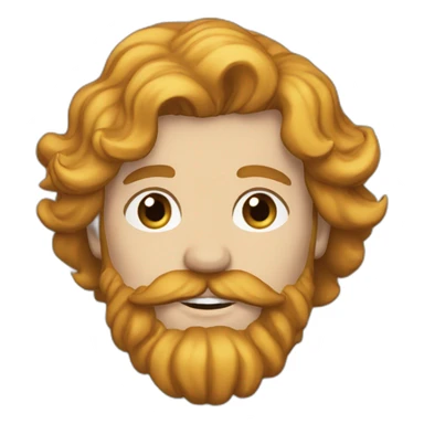 an english man in his twenties with long wavy blonde hair and a red beard sticker