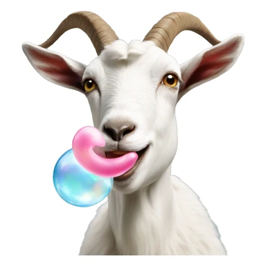 goat blowing a bubble with gum sticker