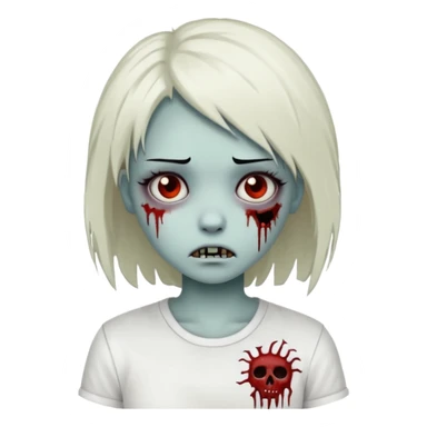 zombie girl with emo hair and white shirt emoji sticker